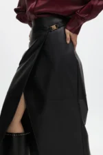 Faux leather pencil skirt with side detail - Image 2