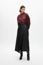 Faux leather pencil skirt with side detail