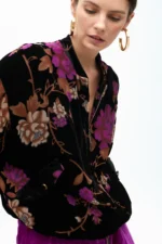Floral print devoré velvet bomber jacket - Image 5