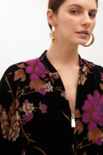 Floral print devoré velvet bomber jacket - Image 4