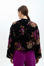 Floral print devoré velvet bomber jacket - Image 3