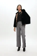 Fur coat hood black - Image 2