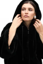 Fur coat hood black - Image 5