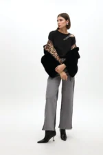 Fur coat hood black - Image 6