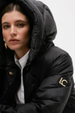 Padded hooded coat black - Image 5