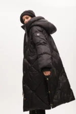 Padded hooded coat black - Image 4