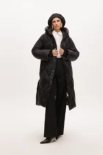 Padded hooded coat black - Image 2