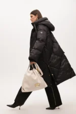 Padded hooded coat black - Image 3