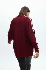 Sweater with contrast sleeve details bordeaux - Image 5