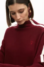 Sweater with contrast sleeve details bordeaux - Image 3