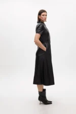 Faux leather flared dress with belt - Image 5