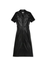 Faux leather flared dress with belt - Image 7