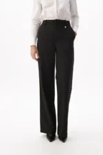Straight fit pinstripe trousers with side studs - Image 2