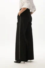 Straight fit pinstripe trousers with side studs - Image 4