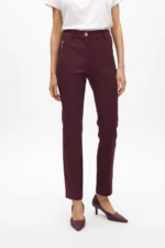 Stretch fabric trousers with zipped pocket bordeaux - Image 2