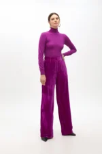 Velvet trousers fuchsia