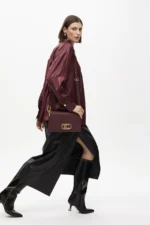Oversize waxed-effect shirt Bordeaux - Image 2