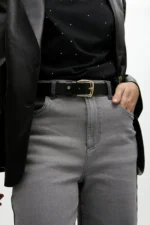 Belt with cutwork logo black - Image 2