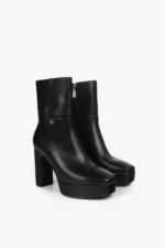 Faux leather platform ankle boots