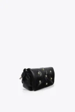 Quilted faux leather crossbody bag with round XL studs black - Image 2