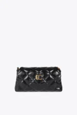 Mini quilted faux leather crossbody bag with leopard LC logo