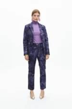 Animal print suit trousers blue