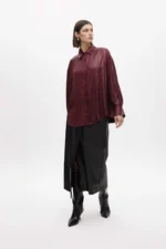Oversize waxed-effect shirt Bordeaux - Image 5