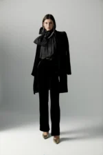 Fitted velvet frock coat black