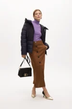 Short contrast fitted puffer anorak navy - Image 2