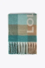 Large logo check scarf turquoise - Image 3