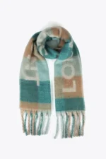 Large logo check scarf turquoise - Image 4
