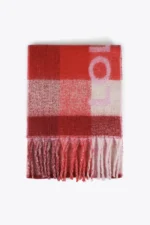 Large logo check scarf red - Image 3