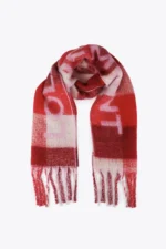 Large logo check scarf red - Image 2