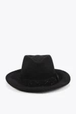Corduroy fedora hat with leopard LC