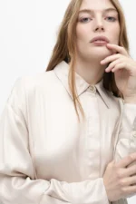 Oversize waxed-effect shirt ecru - Image 2