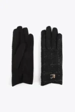 Contrast tweed gloves