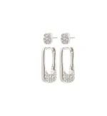 INSTANT earrings 2-in-1 set, silver-plated