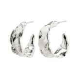 ELARA organic shaped hoop earrings silver-plated
