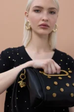 Studded Texture Crossbody Bag Black - Image 5