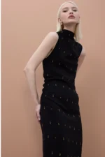 Sleeveless Midi Dress with Stone Detail - Image 5