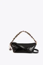 Shiny Effect Chain Bag Black