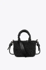 Braided Knot Crossbody Bag with Leather Effect Black - Image 4