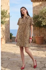 Short Shirt Dress with Animal Print