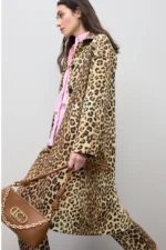 Straight Animal Print Trench Coat - Image 5