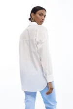 Oversize Poplin Striped Sheer Shirt - Image 4