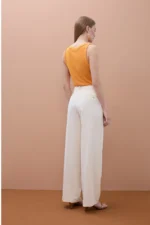 Wide-leg trousers Ecru - Image 4
