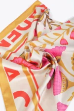 Satin scarf with different floral and tiger motifs - Image 2