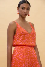 Spotted Pattern Slip Top Orange-Pink - Image 5
