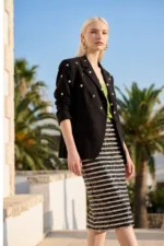 Tailored Blazer with Round Studs