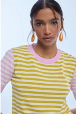 Striped chunky knit T-shirt - Image 3